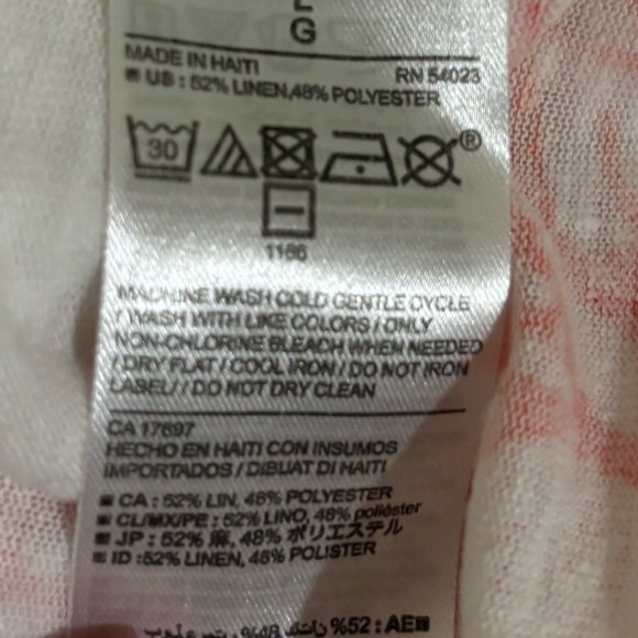 Old Navy White/Orange Tank Top.  Size Large.  Linen/Polyester Blend - Picture 3 of 4